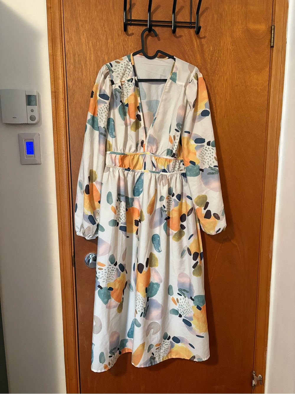 Yellow & Green Floral Maxi Dress with V-Neck - Picture 4 of 5